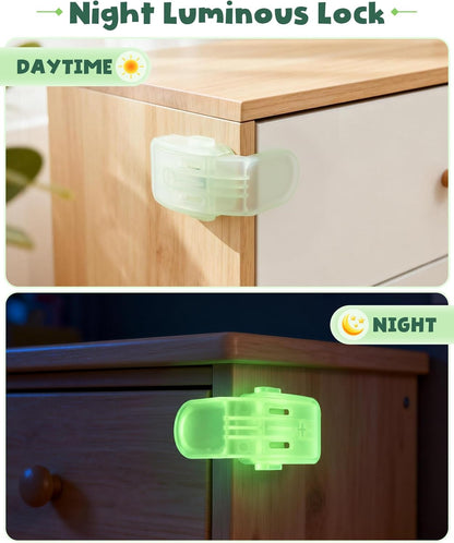 Roctee 6 Pack Drawer Baby Locks Clear, Baby Proof Locks for Side Drawers Pull Out Thin Dresser Kitchen Cabinet Bedside Tables, Safety Latch Child Proofing Clips