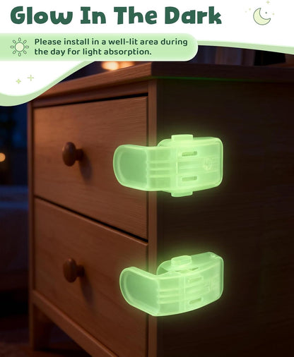 Roctee 6 Pack Drawer Baby Locks Clear, Baby Proof Locks for Side Drawers Pull Out Thin Dresser Kitchen Cabinet Bedside Tables, Safety Latch Child Proofing Clips