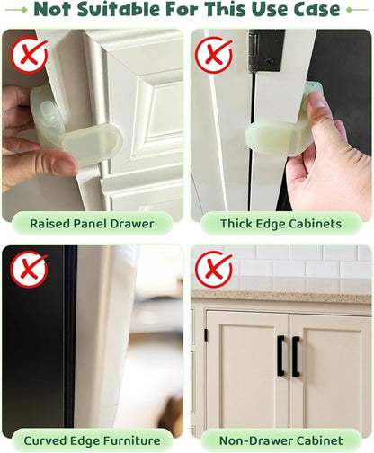 Roctee 6 Pack Drawer Baby Locks Clear, Baby Proof Locks for Side Drawers Pull Out Thin Dresser Kitchen Cabinet Bedside Tables, Safety Latch Child Proofing Clips