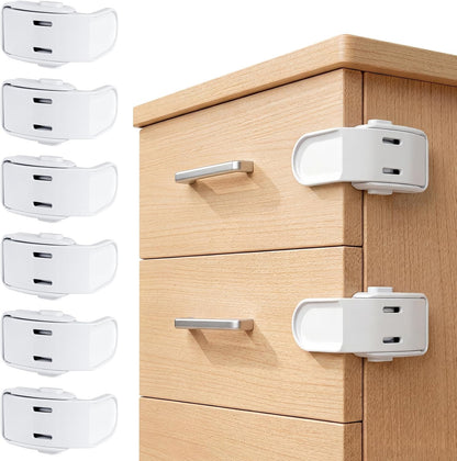 Roctee 6 Pack Drawer Baby Locks Clear, Baby Proof Locks for Side Drawers Pull Out Thin Dresser Kitchen Cabinet Bedside Tables, Safety Latch Child Proofing Clips
