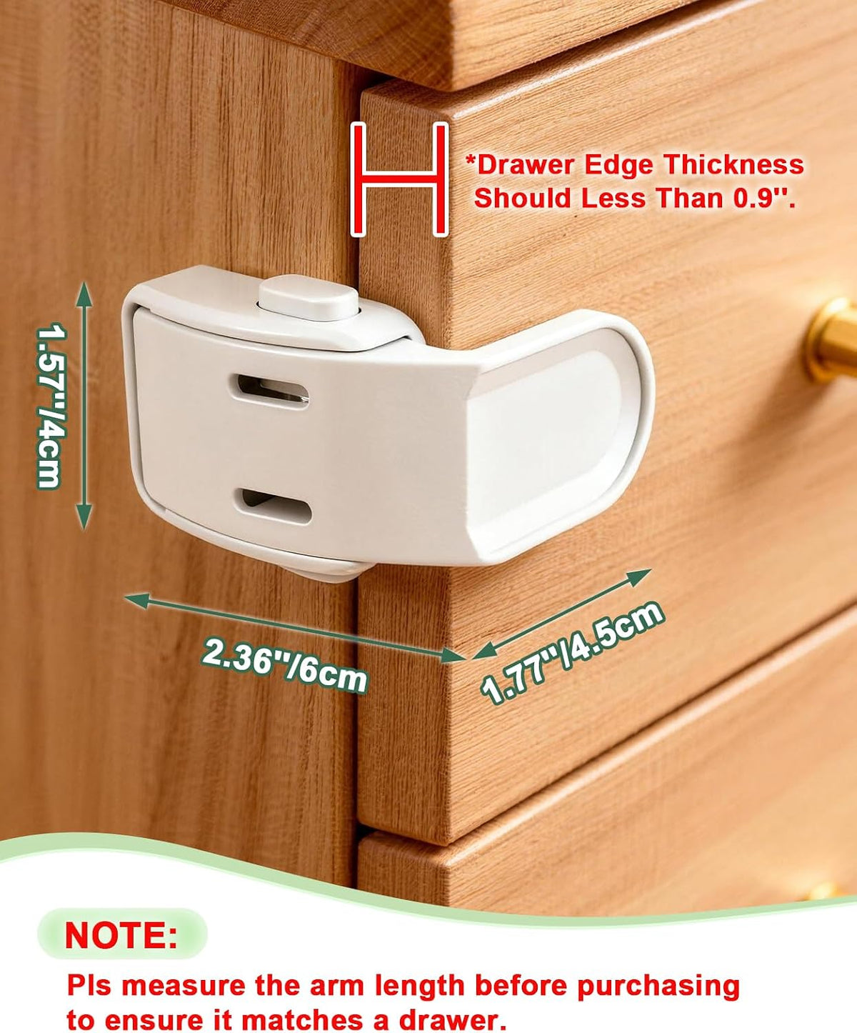 Roctee 6 Pack Drawer Baby Locks Clear, Baby Proof Locks for Side Drawers Pull Out Thin Dresser Kitchen Cabinet Bedside Tables, Safety Latch Child Proofing Clips