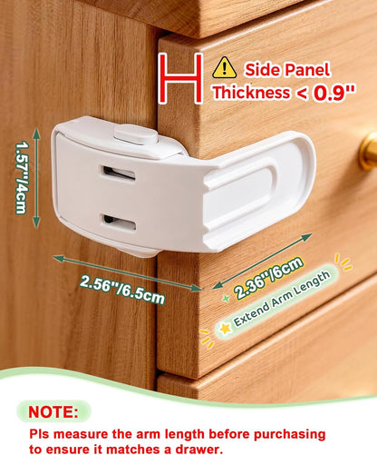 Roctee 6 Pack Drawer Baby Locks Clear, Baby Proof Locks for Side Drawers Pull Out Thin Dresser Kitchen Cabinet Bedside Tables, Safety Latch Child Proofing Clips