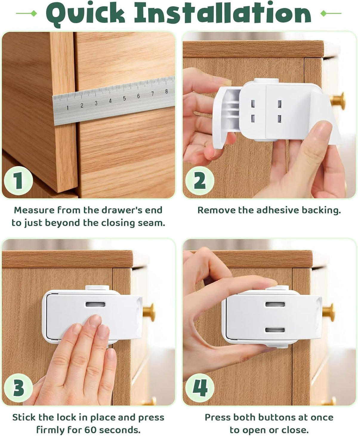 Roctee 6 Pack Drawer Baby Locks Clear, Baby Proof Locks for Side Drawers Pull Out Thin Dresser Kitchen Cabinet Bedside Tables, Safety Latch Child Proofing Clips