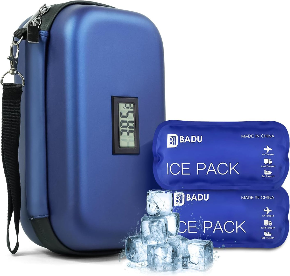 Insulin Cooler Travel Case TSA Approved Medication Cooler for Travel with Thermometer Temperature Display Diabetic Medication Organizer Medical Travel Cooler Bag with 2 Ice Pack