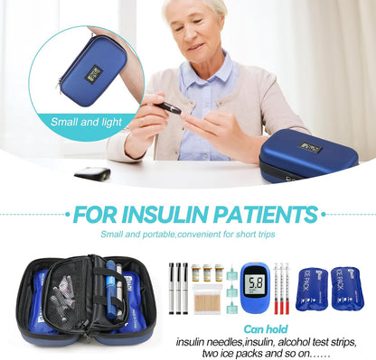 Insulin Cooler Travel Case TSA Approved Medication Cooler for Travel with Thermometer Temperature Display Diabetic Medication Organizer Medical Travel Cooler Bag with 2 Ice Pack