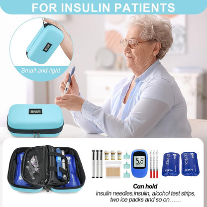 Insulin Cooler Travel Case TSA Approved Medication Cooler for Travel with Thermometer Temperature Display Diabetic Medication Organizer Medical Travel Cooler Bag with 2 Ice Pack