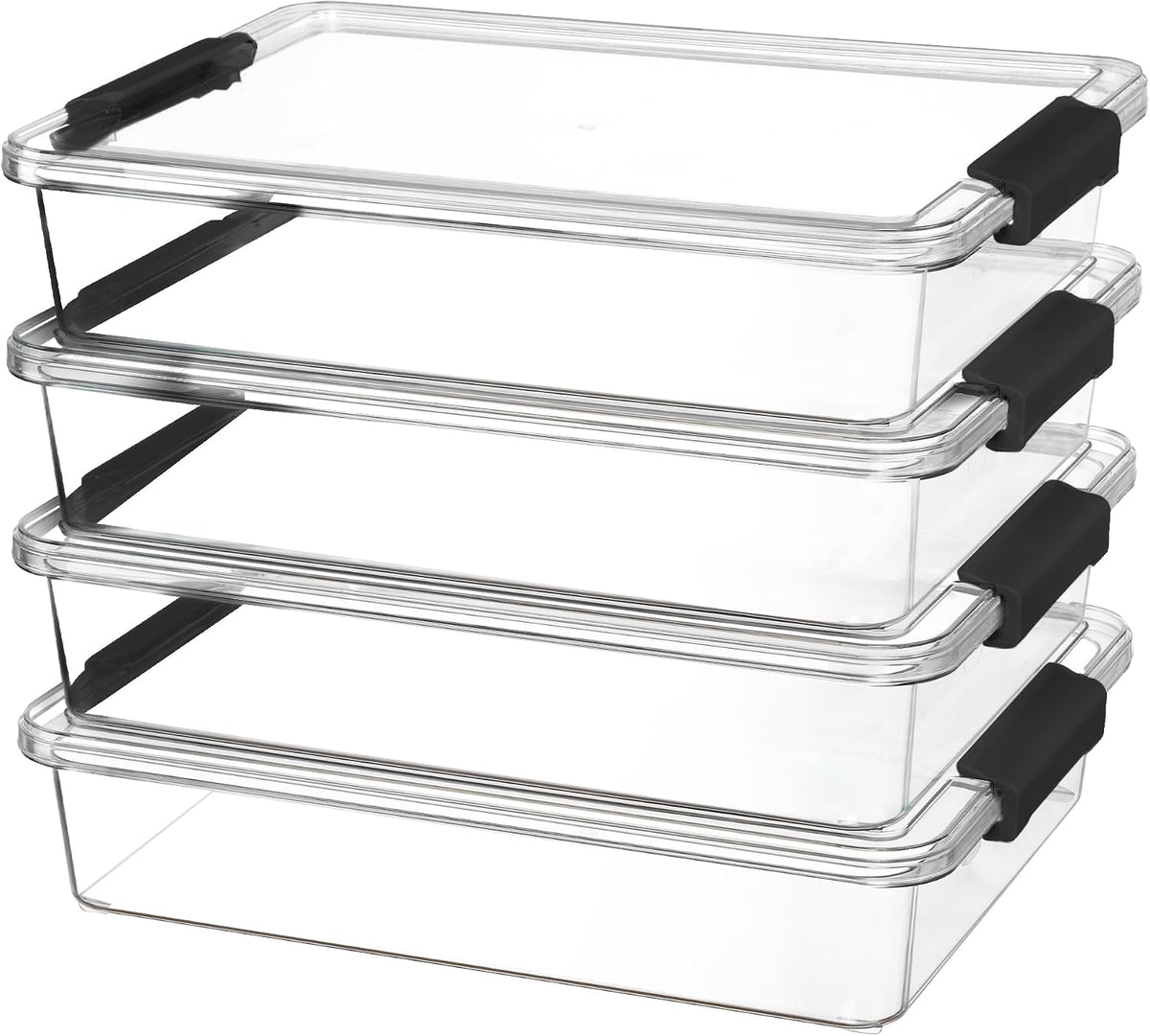 4 Pack 6 Qt Plastic Storage Bins with Lids, Clear Sensory Bins | Stackable Containers for Organizing School & Office Supplies, Arts & Crafts Organizers and Storage for Home, Craft Room