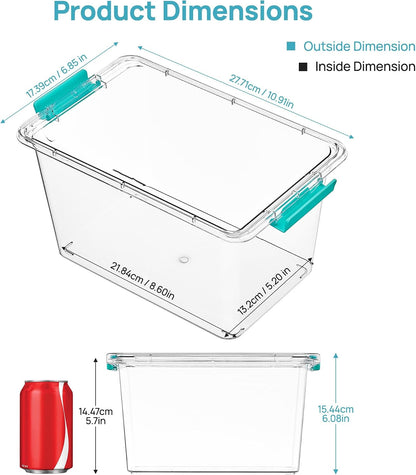 4 Pack 6 Qt Plastic Storage Bins with Lids, Clear Sensory Bins | Stackable Containers for Organizing School & Office Supplies, Arts & Crafts Organizers and Storage for Home, Craft Room