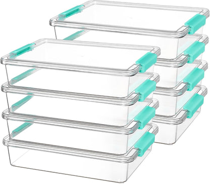 4 Pack 6 Qt Plastic Storage Bins with Lids, Clear Sensory Bins | Stackable Containers for Organizing School & Office Supplies, Arts & Crafts Organizers and Storage for Home, Craft Room