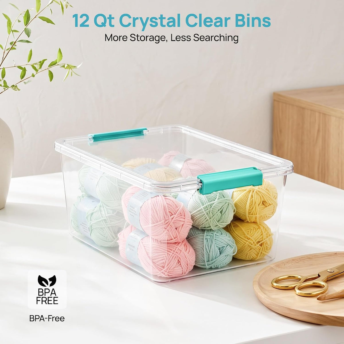 4 Pack 6 Qt Plastic Storage Bins with Lids, Clear Sensory Bins | Stackable Containers for Organizing School & Office Supplies, Arts & Crafts Organizers and Storage for Home, Craft Room