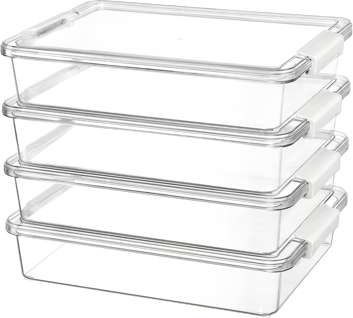 4 Pack 6 Qt Plastic Storage Bins with Lids, Clear Sensory Bins | Stackable Containers for Organizing School & Office Supplies, Arts & Crafts Organizers and Storage for Home, Craft Room