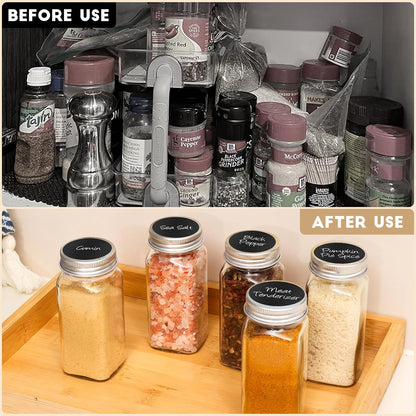 Spice Jars with Label, 4oz Empty Square Seasoning Containers