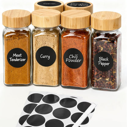 Spice Jars with Label, 4oz Empty Square Seasoning Containers