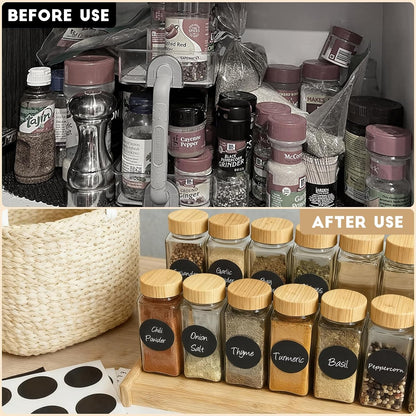 Spice Jars with Label, 4oz Empty Square Seasoning Containers