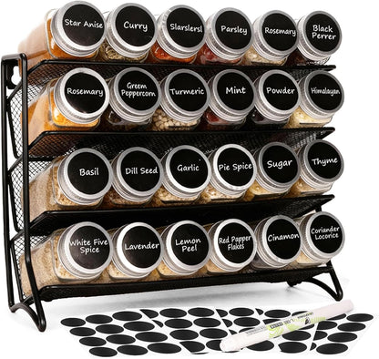 Spice Jars with Label, 4oz Empty Square Seasoning Containers