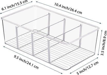 Food Storage Organizer Bins, Clear Plastic, 4 Compartments