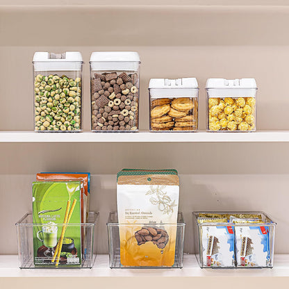 Food Storage Organizer Bins, Clear Plastic, 4 Compartments
