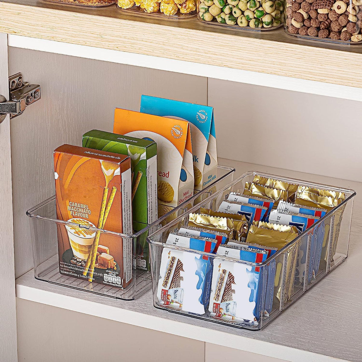 Food Storage Organizer Bins, Clear Plastic, 4 Compartments