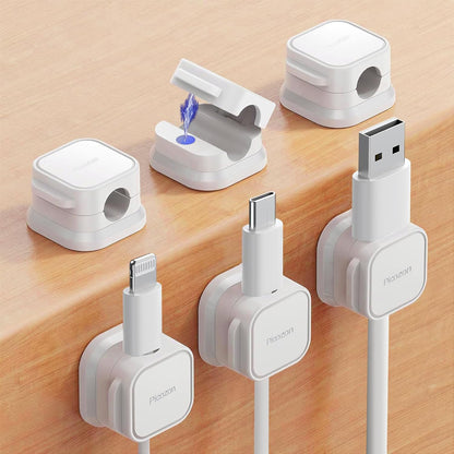 6 Pack Magnetic Cable Clip Organizer Cord Holder, Adhesive Cable Management, Wire Phone USB Charger Cable Holder Keeper Organizer for Car, Office Home Desktop, Wall, Night Table