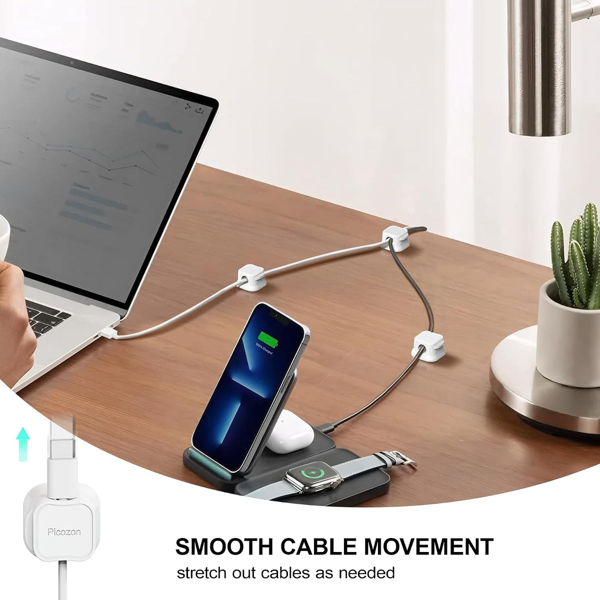6 Pack Magnetic Cable Clip Organizer Cord Holder, Adhesive Cable Management, Wire Phone USB Charger Cable Holder Keeper Organizer for Car, Office Home Desktop, Wall, Night Table