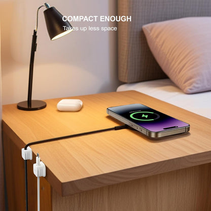 6 Pack Magnetic Cable Clip Organizer Cord Holder, Adhesive Cable Management, Wire Phone USB Charger Cable Holder Keeper Organizer for Car, Office Home Desktop, Wall, Night Table