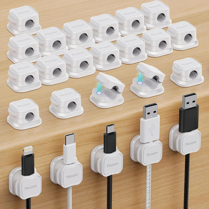 6 Pack Magnetic Cable Clip Organizer Cord Holder, Adhesive Cable Management, Wire Phone USB Charger Cable Holder Keeper Organizer for Car, Office Home Desktop, Wall, Night Table