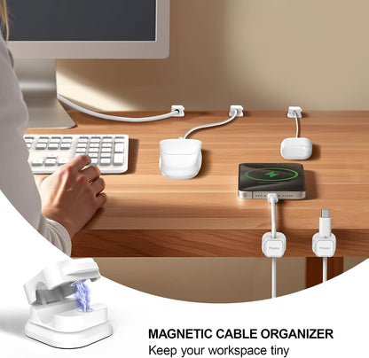 6 Pack Magnetic Cable Clip Organizer Cord Holder, Adhesive Cable Management, Wire Phone USB Charger Cable Holder Keeper Organizer for Car, Office Home Desktop, Wall, Night Table