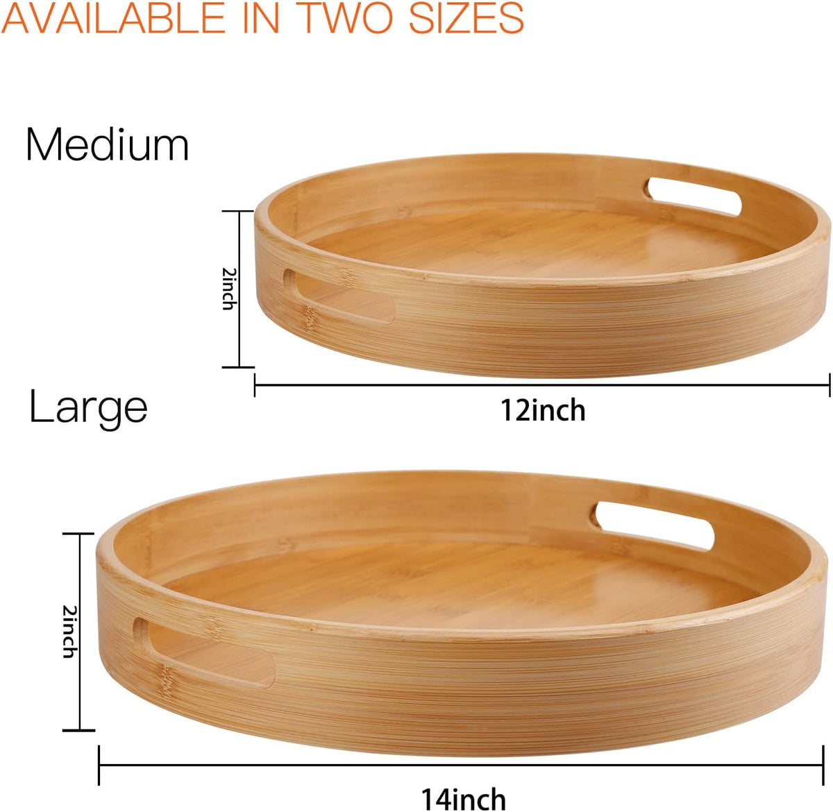 Lazy Susan Organizer 14 inch, Bamboo Lazy Susan for Table, Kitchen Turntable Organizer with Double Handles, Round Wood Rotating Turntable Spice Organizer for Countertop Cabinet or Pantry