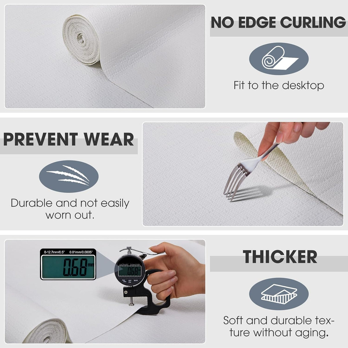Drawer and Shelf Liner for Kitchen Cabinets, White, 12IN X 10FT