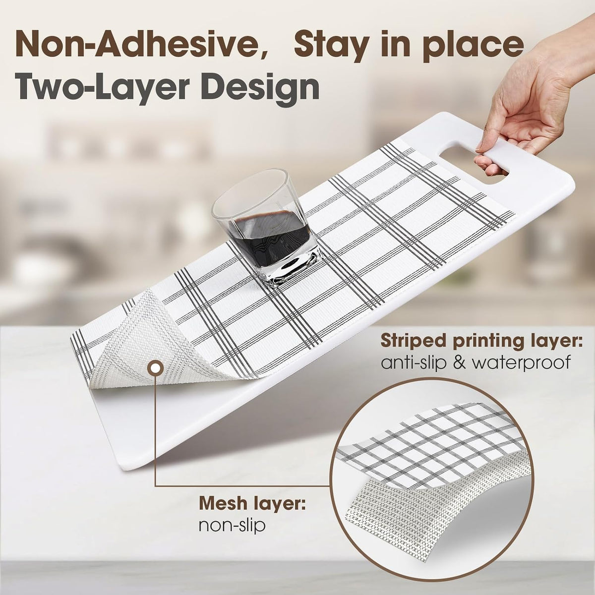 Drawer and Shelf Liner for Kitchen Cabinets, White, 12IN X 10FT