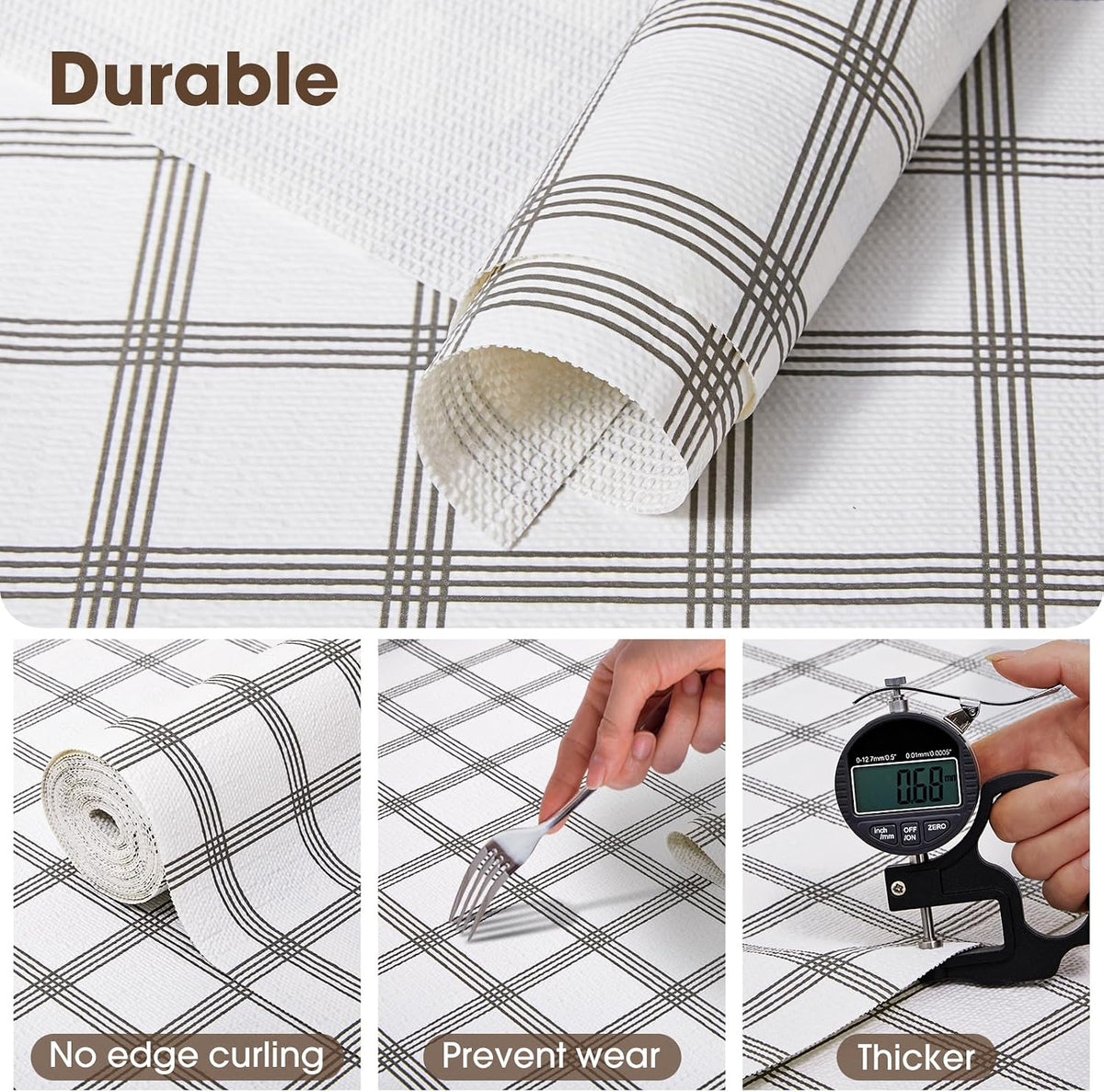 Drawer and Shelf Liner for Kitchen Cabinets, White, 12IN X 10FT