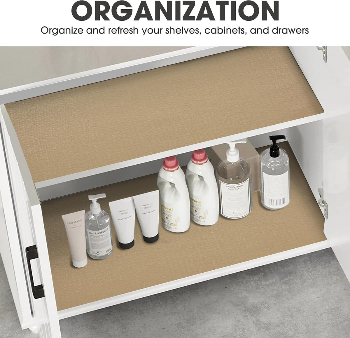 Drawer and Shelf Liner for Kitchen Cabinets, White, 12IN X 10FT