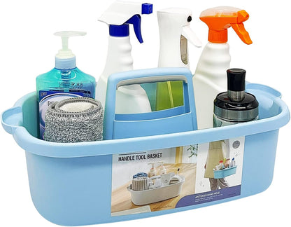 Multi-Purpose Plastic Cleaning Caddy with Handle, Shower Caddy Organizer/Storage Basket/Totes Portable for Bathroom Supplies, Cleaning Products, Under Sink Tool, Housekeepers (White)