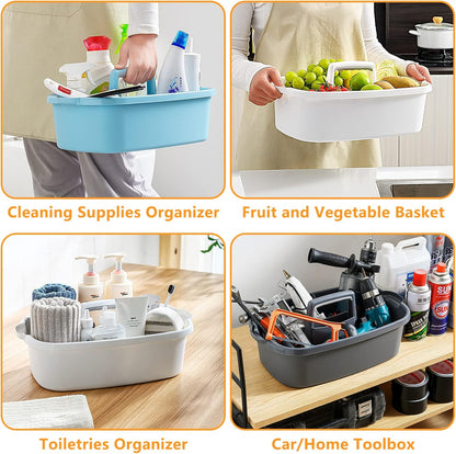 Multi-Purpose Plastic Cleaning Caddy with Handle, Shower Caddy Organizer/Storage Basket/Totes Portable for Bathroom Supplies, Cleaning Products, Under Sink Tool, Housekeepers (White)