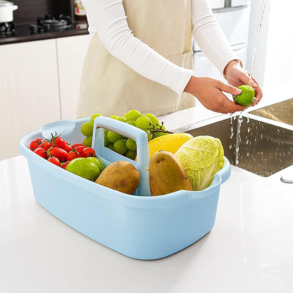 Multi-Purpose Plastic Cleaning Caddy with Handle, Shower Caddy Organizer/Storage Basket/Totes Portable for Bathroom Supplies, Cleaning Products, Under Sink Tool, Housekeepers (White)