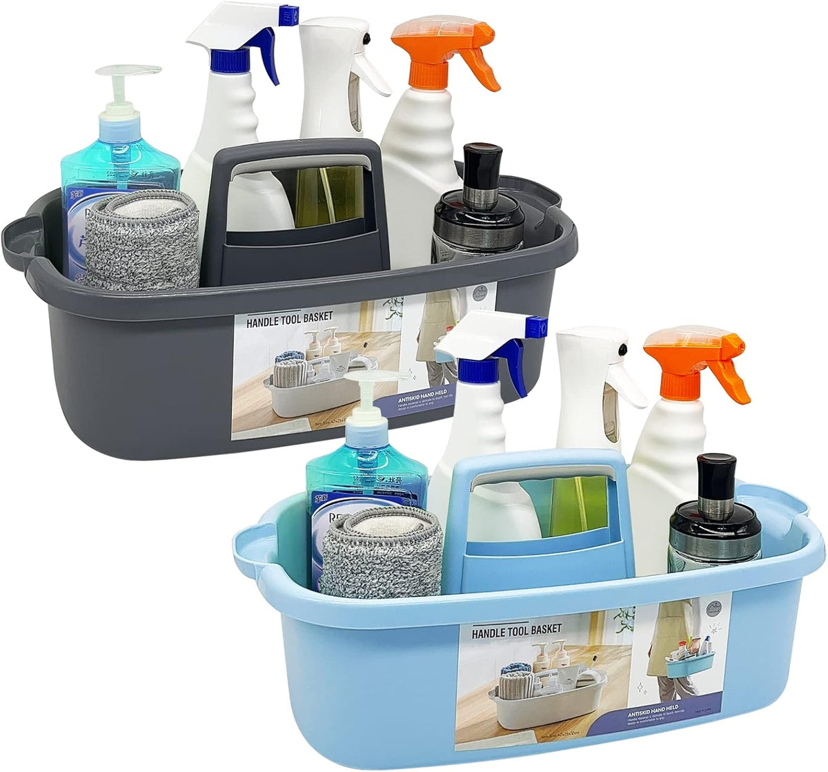 Multi-Purpose Plastic Cleaning Caddy with Handle, Shower Caddy Organizer/Storage Basket/Totes Portable for Bathroom Supplies, Cleaning Products, Under Sink Tool, Housekeepers (White)