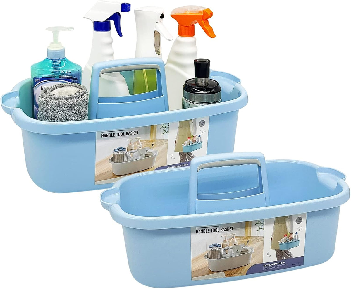 Multi-Purpose Plastic Cleaning Caddy with Handle, Shower Caddy Organizer/Storage Basket/Totes Portable for Bathroom Supplies, Cleaning Products, Under Sink Tool, Housekeepers (White)