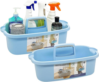 Multi-Purpose Plastic Cleaning Caddy with Handle, Shower Caddy Organizer/Storage Basket/Totes Portable for Bathroom Supplies, Cleaning Products, Under Sink Tool, Housekeepers (White)