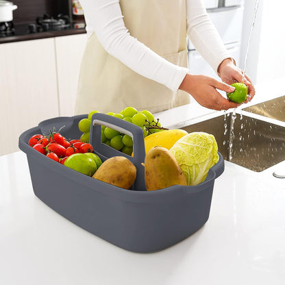 Multi-Purpose Plastic Cleaning Caddy with Handle, Shower Caddy Organizer/Storage Basket/Totes Portable for Bathroom Supplies, Cleaning Products, Under Sink Tool, Housekeepers (White)