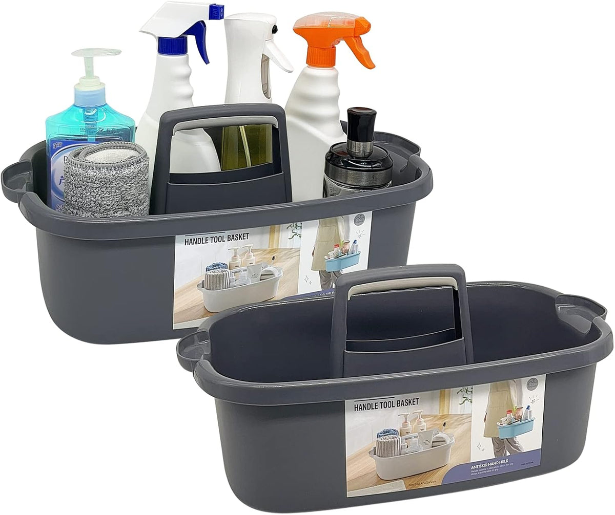 Multi-Purpose Plastic Cleaning Caddy with Handle, Shower Caddy Organizer/Storage Basket/Totes Portable for Bathroom Supplies, Cleaning Products, Under Sink Tool, Housekeepers (White)