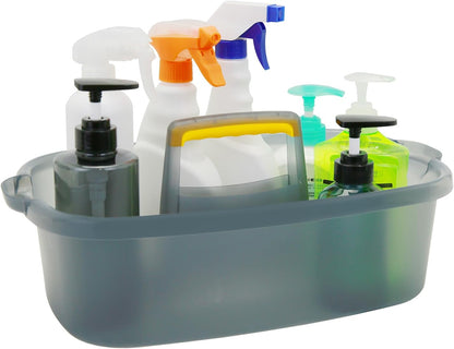 Multi-Purpose Plastic Cleaning Caddy with Handle, Shower Caddy Organizer/Storage Basket/Totes Portable for Bathroom Supplies, Cleaning Products, Under Sink Tool, Housekeepers (White)