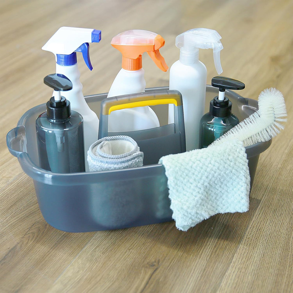 Multi-Purpose Plastic Cleaning Caddy with Handle, Shower Caddy Organizer/Storage Basket/Totes Portable for Bathroom Supplies, Cleaning Products, Under Sink Tool, Housekeepers (White)