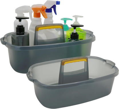 Multi-Purpose Plastic Cleaning Caddy with Handle, Shower Caddy Organizer/Storage Basket/Totes Portable for Bathroom Supplies, Cleaning Products, Under Sink Tool, Housekeepers (White)