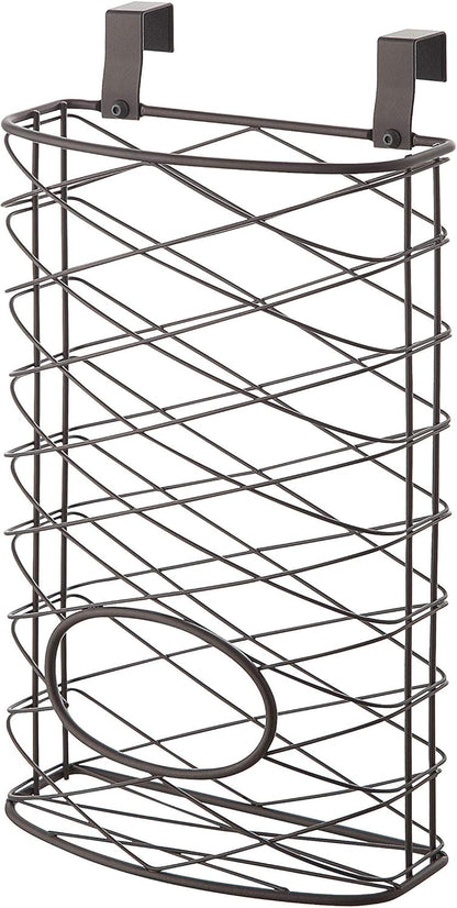 Over Cabinet Kitchen Storage Organizer Holder or Basket - Hang Over Cabinet Doors in Kitchen/Pantry - Holds up to 50 Plastic Shopping Bags (SILVER)