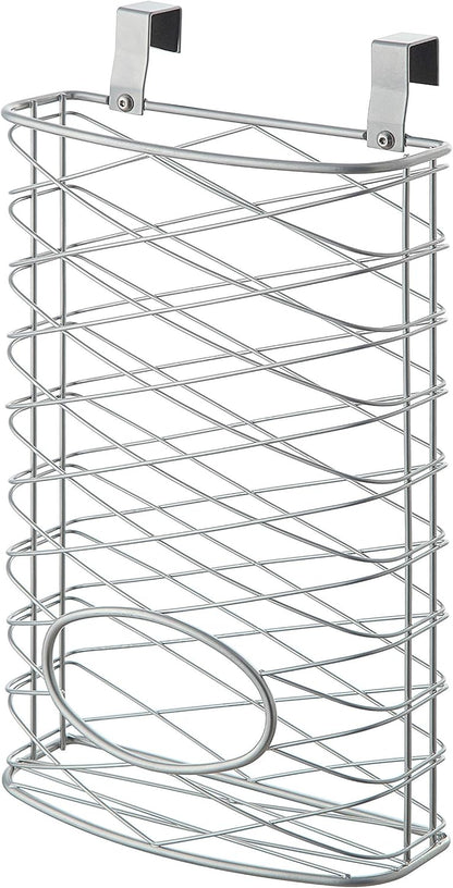 Over Cabinet Kitchen Storage Organizer Holder or Basket - Hang Over Cabinet Doors in Kitchen/Pantry - Holds up to 50 Plastic Shopping Bags (SILVER)