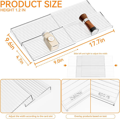 4 Pack Adjustable In Drawer Spice Organizer - Expandable From 11" to 22" - Clear Acrylic Seasoning Organizer with Jars for Kitchen Drawer,Horizontal Tiered Kitchen Spice Organization & Tray