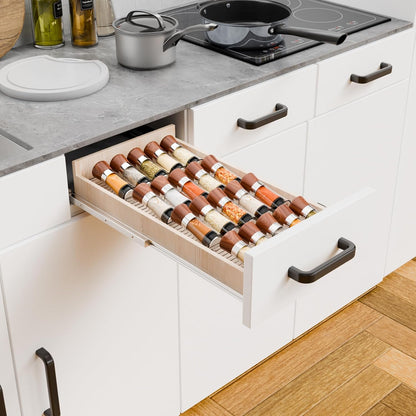 4 Pack Adjustable In Drawer Spice Organizer - Expandable From 11" to 22" - Clear Acrylic Seasoning Organizer with Jars for Kitchen Drawer,Horizontal Tiered Kitchen Spice Organization & Tray