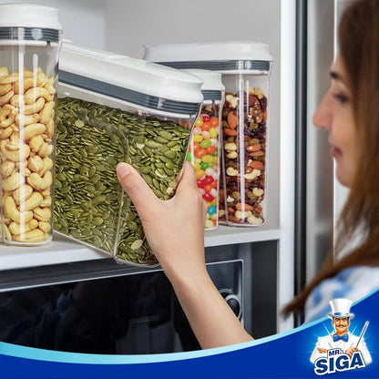 Airtight Cereal Dispenser Set, Storage Containers for Dry Goods, Nuts, Beans, Snacks, BPA Free, 1.3 L / 1.37 Qt, Small, Clear, 2 Pack