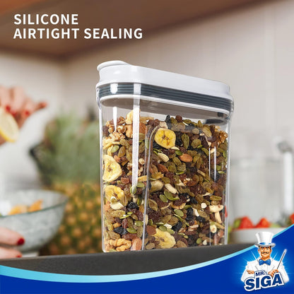Airtight Cereal Dispenser Set, Storage Containers for Dry Goods, Nuts, Beans, Snacks, BPA Free, 1.3 L / 1.37 Qt, Small, Clear, 2 Pack