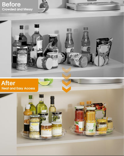 LAMU Lazy Susan Organizer 9 inch Lazy Susan Turntable for Cabinet, Rotating Spice Organization for Cabinet, Kitchen, Table Top, Countertop, Pantry Fridge Organizers and Storage, Clear